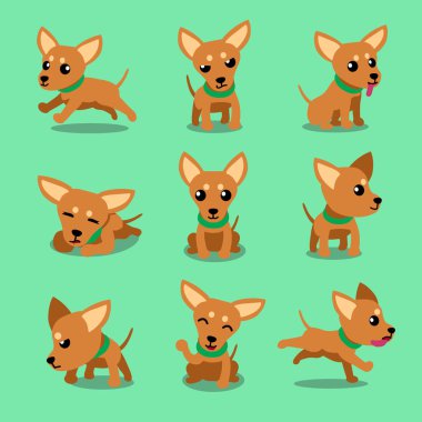 Çizgi film karakteri kahverengi oyuncak terrier köpek pozlar