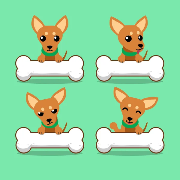 Personaje de dibujos animados perro terrier juguete marrón con huesos grandes — Vector de stock