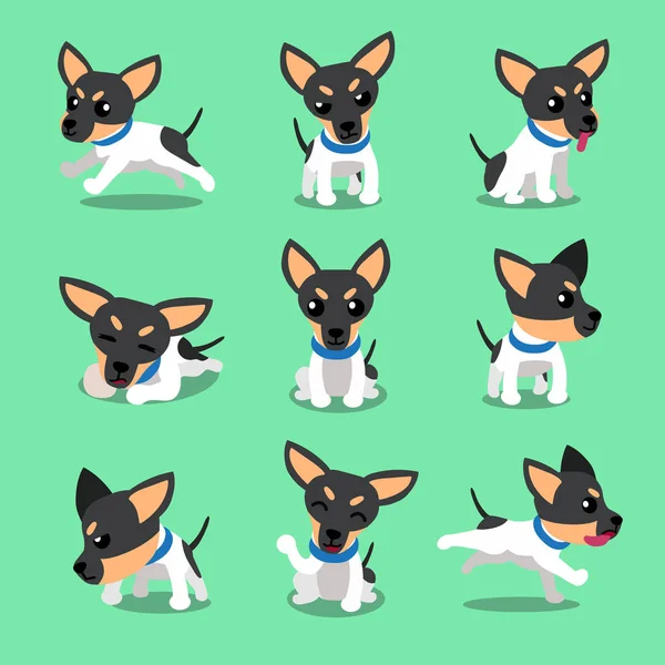 Κινούμενα σχέδια χαρακτήρα toy terrier σκυλί πόζες — Διανυσματικό Αρχείο