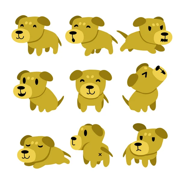 Desenhos animados cão personagem poses set —  Vetores de Stock