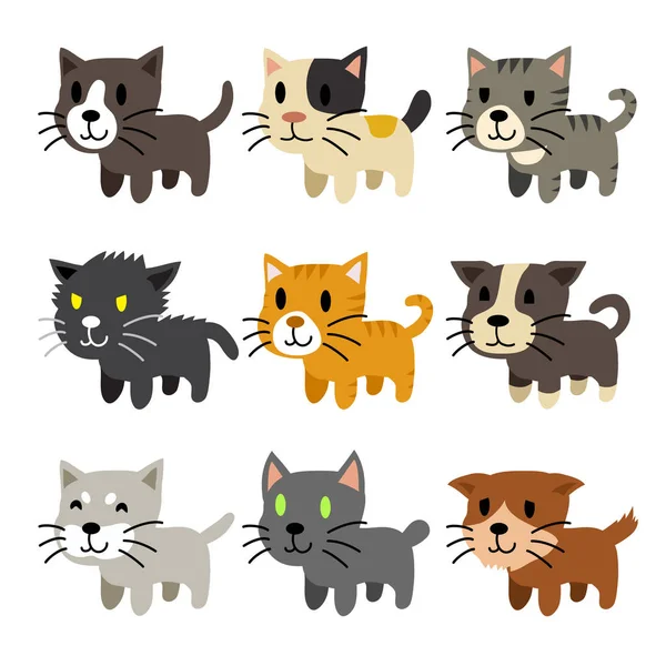 Conjunto de desenhos animados gatos —  Vetores de Stock