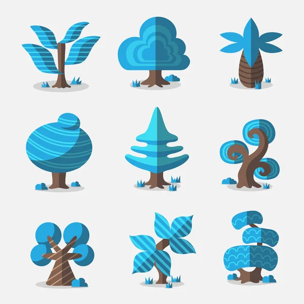 卡通矢量蓝色树 — 图库矢量图片