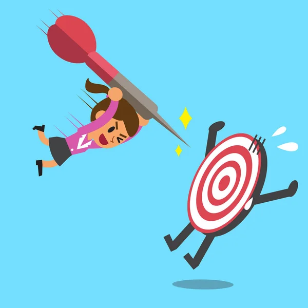 Businesswoman try to hit a target — Stock Vector