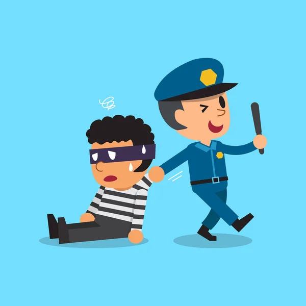 Cartoon policeman and thief — Stock Vector