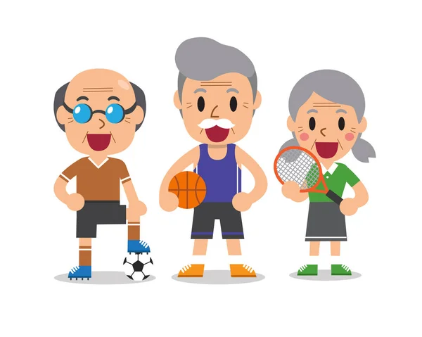 Cartoni animati anziani sportivi — Vettoriale Stock