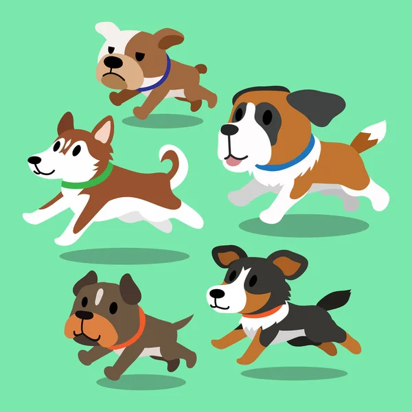 Chiens de bande dessinée courir — Image vectorielle