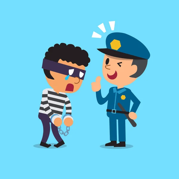 Cartoon policeman and thief — Stock Vector