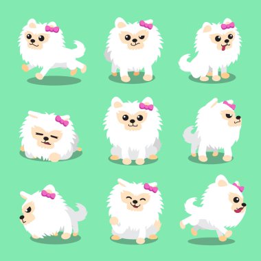 Çizgi film karakteri Pomeranya köpeği pozlar