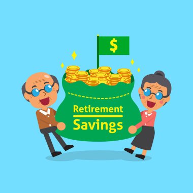 Çizgi film üst düzey insanların emeklilik tasarrufu taşıma çantası