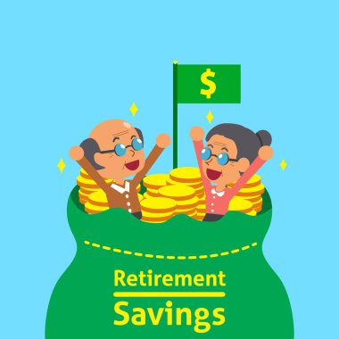 Çizgi film üst düzey insanların emeklilik tasarrufu ile çanta