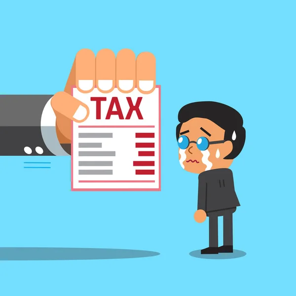 Мультфильм бизнесмен и налоги — стоковый вектор