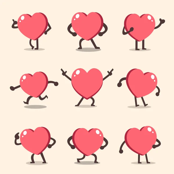 Kreslený srdce Adminera pózy — Stockový vektor