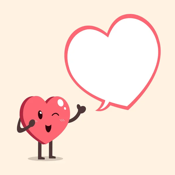 Vector cartoon heart character with speech bubble — Stock Vector