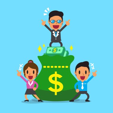 İş kavramı iş takım ve büyük para çanta