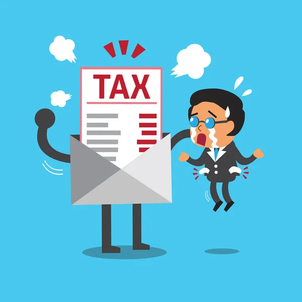 Cartoon businessman does not have money to pay tax — Stock Vector