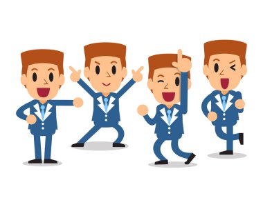 Çizgi film işadamı karakter pozlar