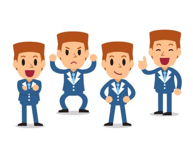 Çizgi film işadamı karakter pozlar kümesi