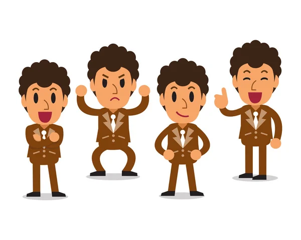 Empresário personagem poses conjunto —  Vetores de Stock