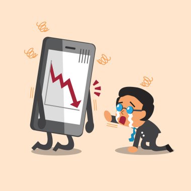 Çizgi film iş patron cry borsa ok gösterisi Smartphone ile