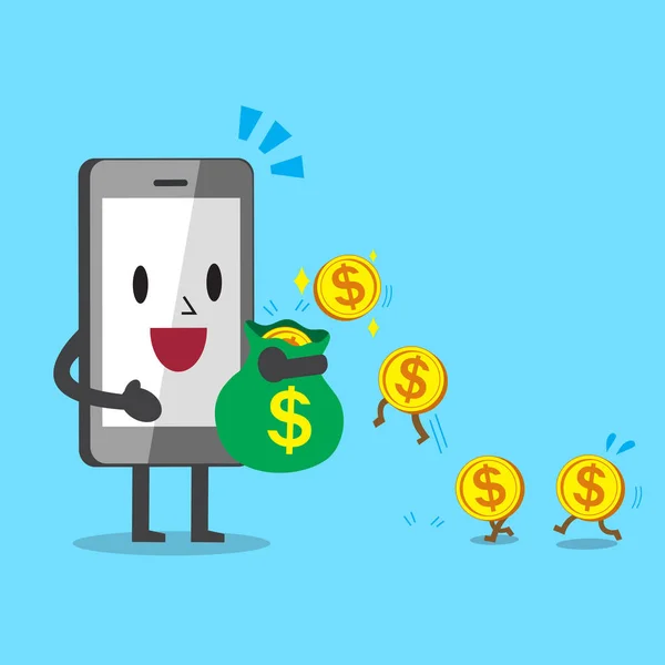 Business concept cartoon smartphone geld verdienen — Stockvector