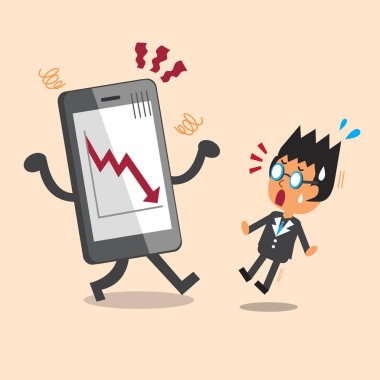 Çizgi film iş patron borsa ok gösterisi Smartphone ile