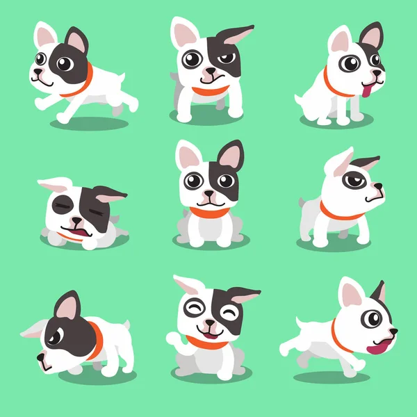 Desenhos animados personagem francês bulldog poses — Vetor de Stock