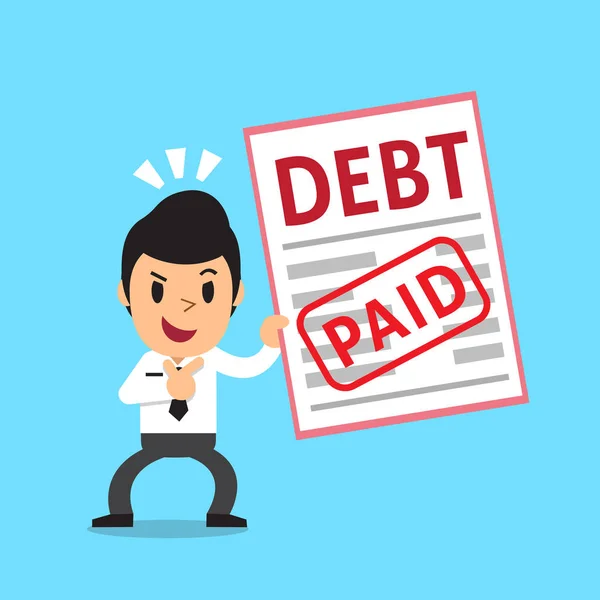 Caricature d'un homme d'affaires payé sa dette — Image vectorielle