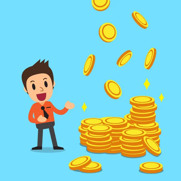 Cartoon zakenman met geld munten — Stockvector