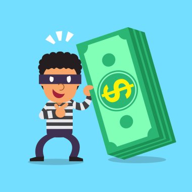 Çizgi film hırsız para yığını ile