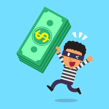 Bir hırsız para yığını ile çizgi film