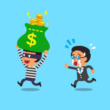 Çizgi film hırsız işadamı çantasından para çalmak