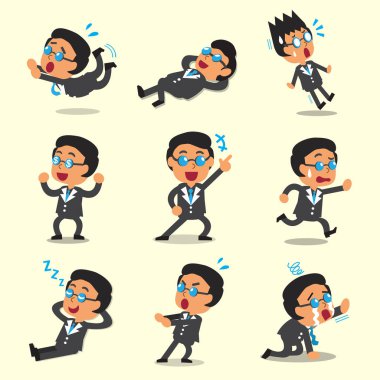 Çizgi film iş patron karakter pozlar Sarı zemin üzerine