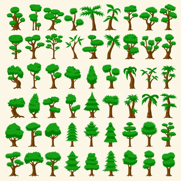 54 arbres vecteurs de dessins animés — Image vectorielle