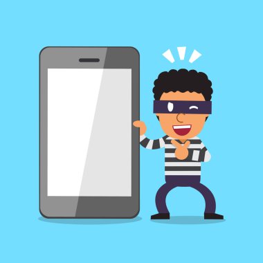Çizgi film hırsız ve smartphone