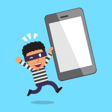 Çizgi film hırsız ve büyük smartphone