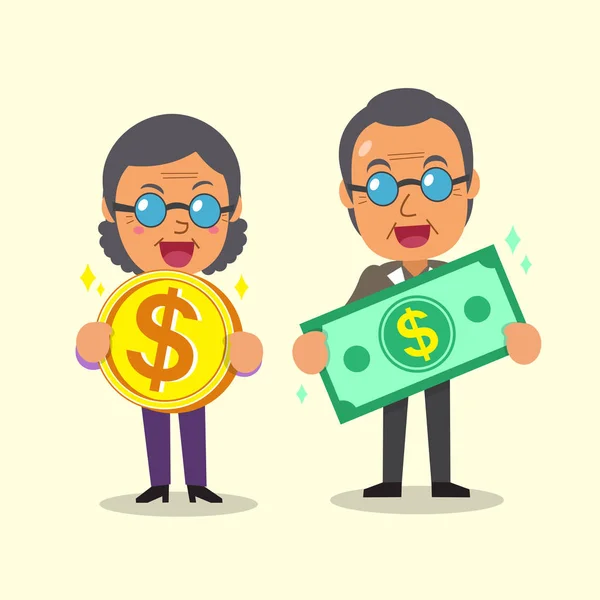 Cartoon Senioren mit Geld — Stockvektor