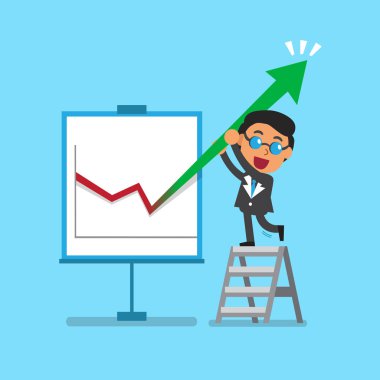 İş kavramı bir işadamı ve ok grafiği