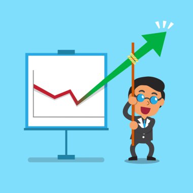 İş kavramı işadamı ve ok grafiği