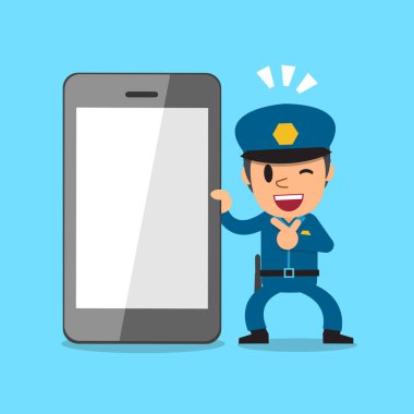 Çizgi film polis ve smartphone