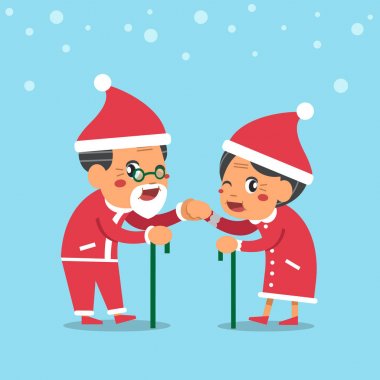 Yaşlı adam ve yaşlı kadın Noel temalı karikatür