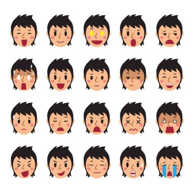 Kadın yüzleri farklı duygular gösterilen ayarla