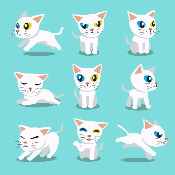 Personagem de desenhos animados Odd-eyed gato poses — Vetor de Stock