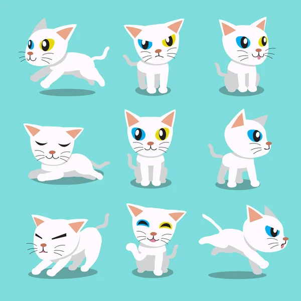 Personaje de dibujos animados Odd-eyed gato poses — Vector de stock