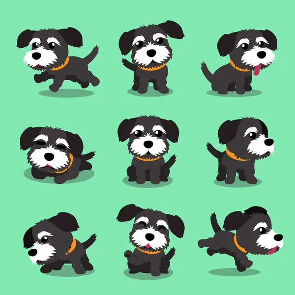 Personaje de dibujos animados negro norfolk terrier perro poses — Vector de stock
