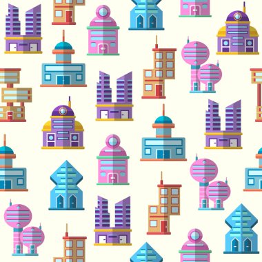 Dikişsiz desen arka bina renkli vektör
