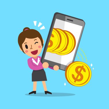 Para kazanmak için Smartphone kullanarak çizgi film işkadını