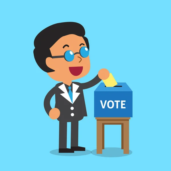Empresário coloca papel de voto na urna —  Vetores de Stock