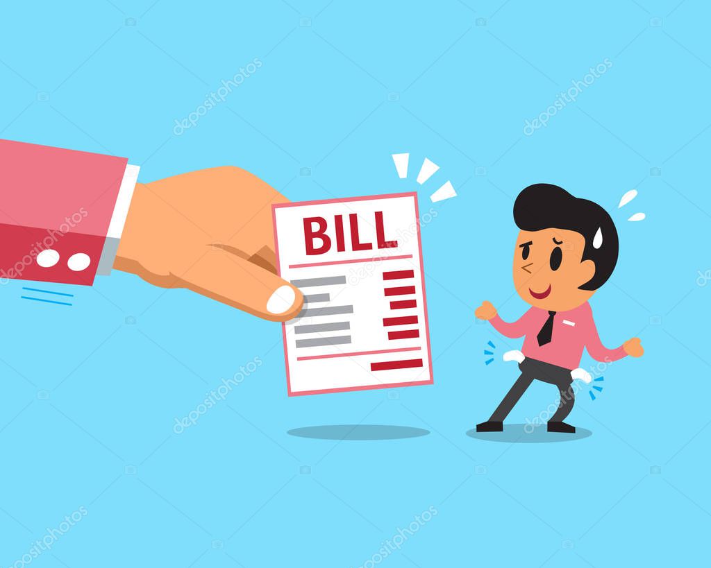 Animado: pagar dinero | Empresario de dibujos animados no tiene dinero