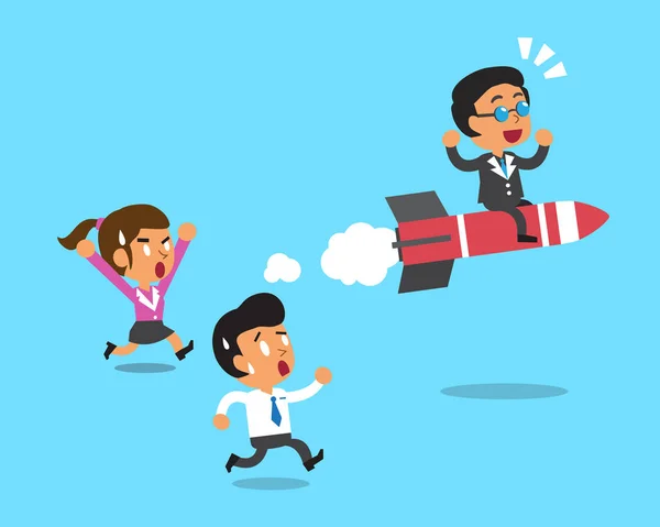 Business boss flytta snabbare än business-team — Stock vektor