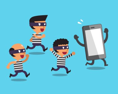 Çizgi film hırsızlar ve smartphone